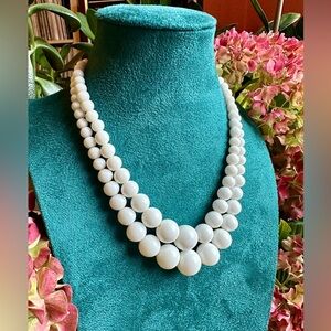 RARE 1950's Rudoph Halbe Art Glass Milk Glass Flower Box Clasp Necklace